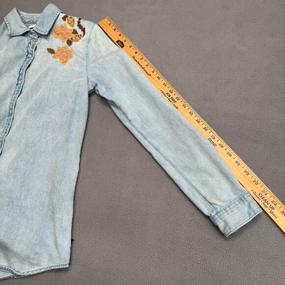 Scotch Soda Embroidered Denim Button Down Shirt Womens S Boho Western Casual - Picture 7 of 12